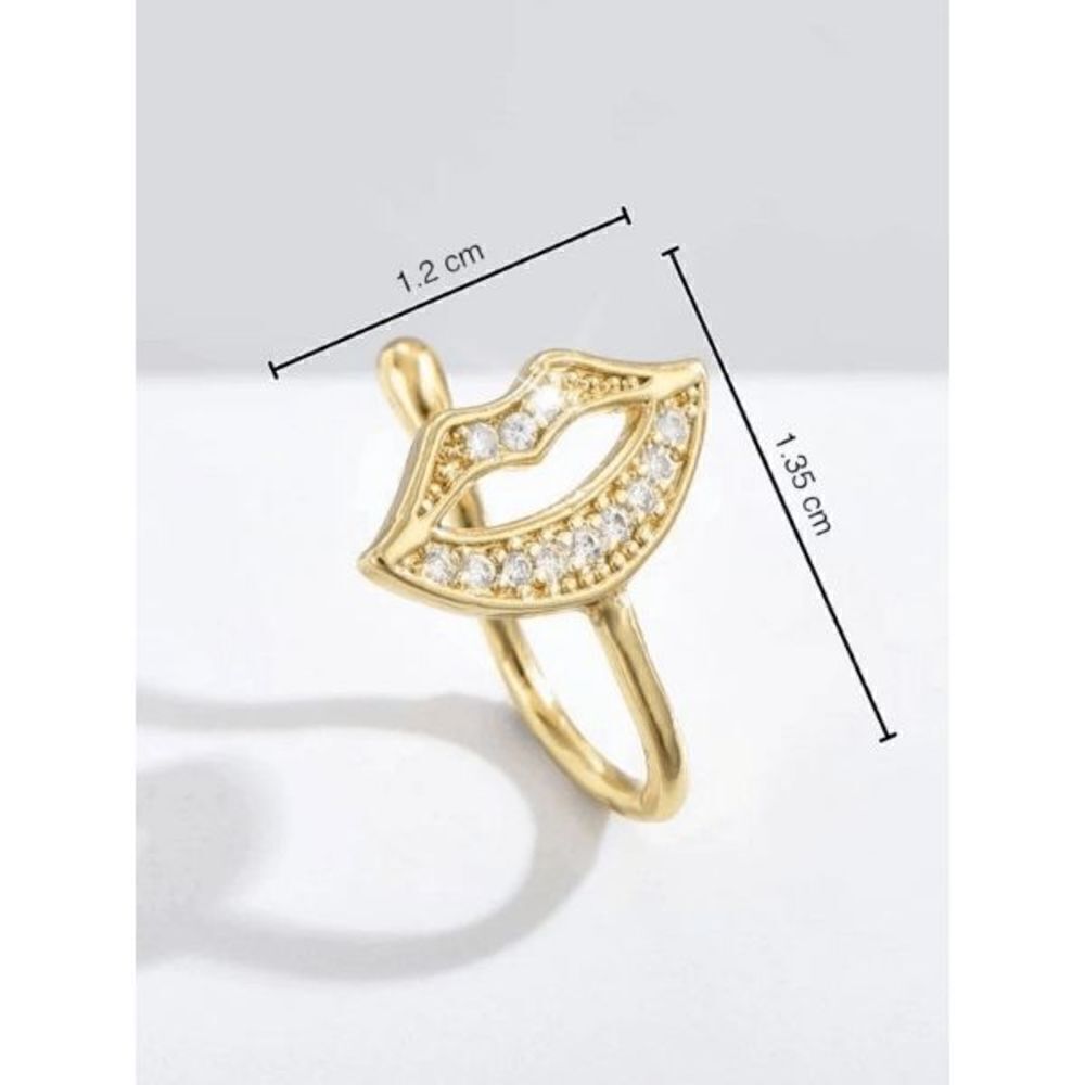 GOLD DIAMOND LIP NOSE RING CUFF - Picture 6 of 6